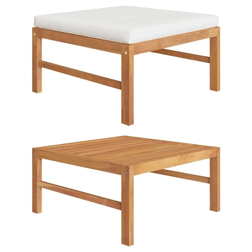 Footrest with Cream Cushion Solid Teak Wood 316106 - Furniture