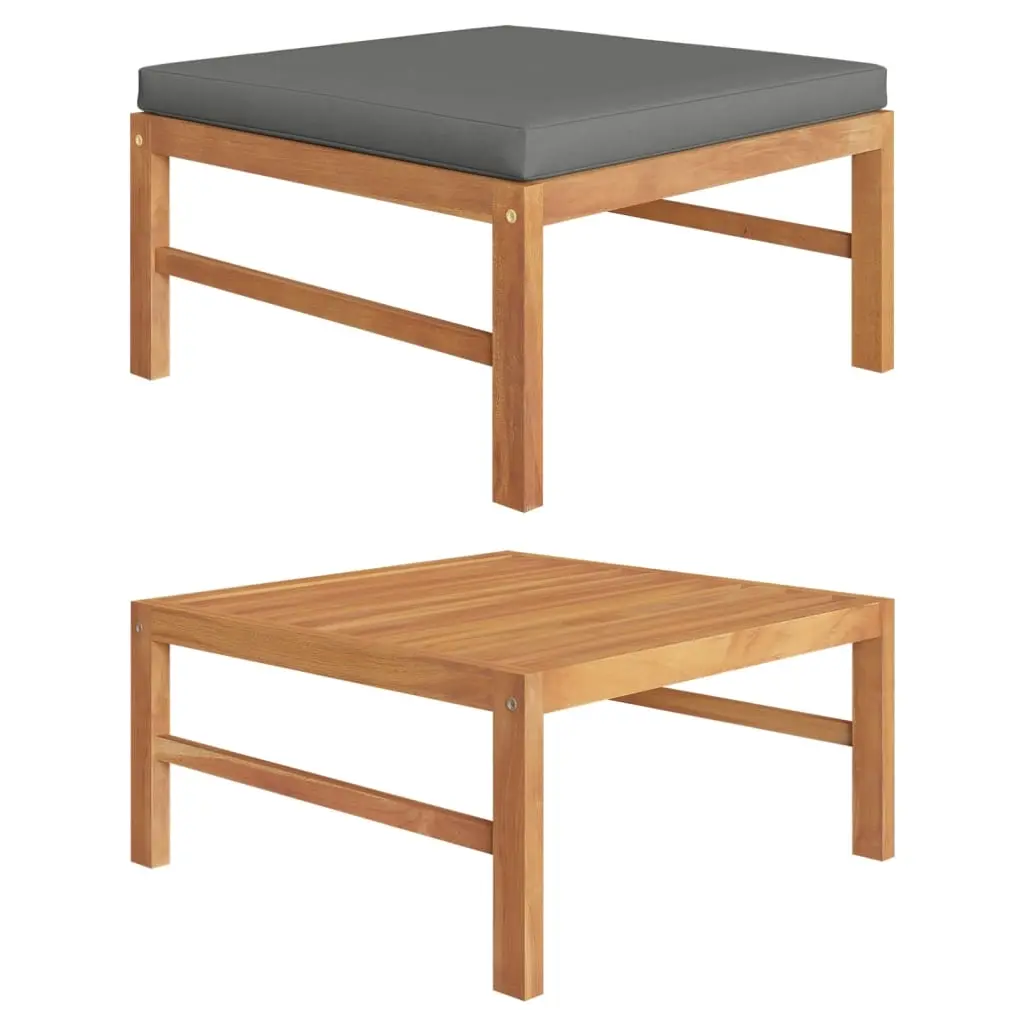 Footrest with Dark Grey Cushion Solid Teak Wood 316113 - Furniture