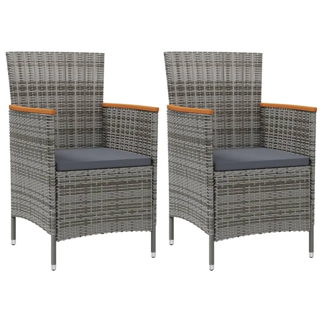Garden Dining Chairs 2 pcs Poly Rattan Grey 316149 - Furniture