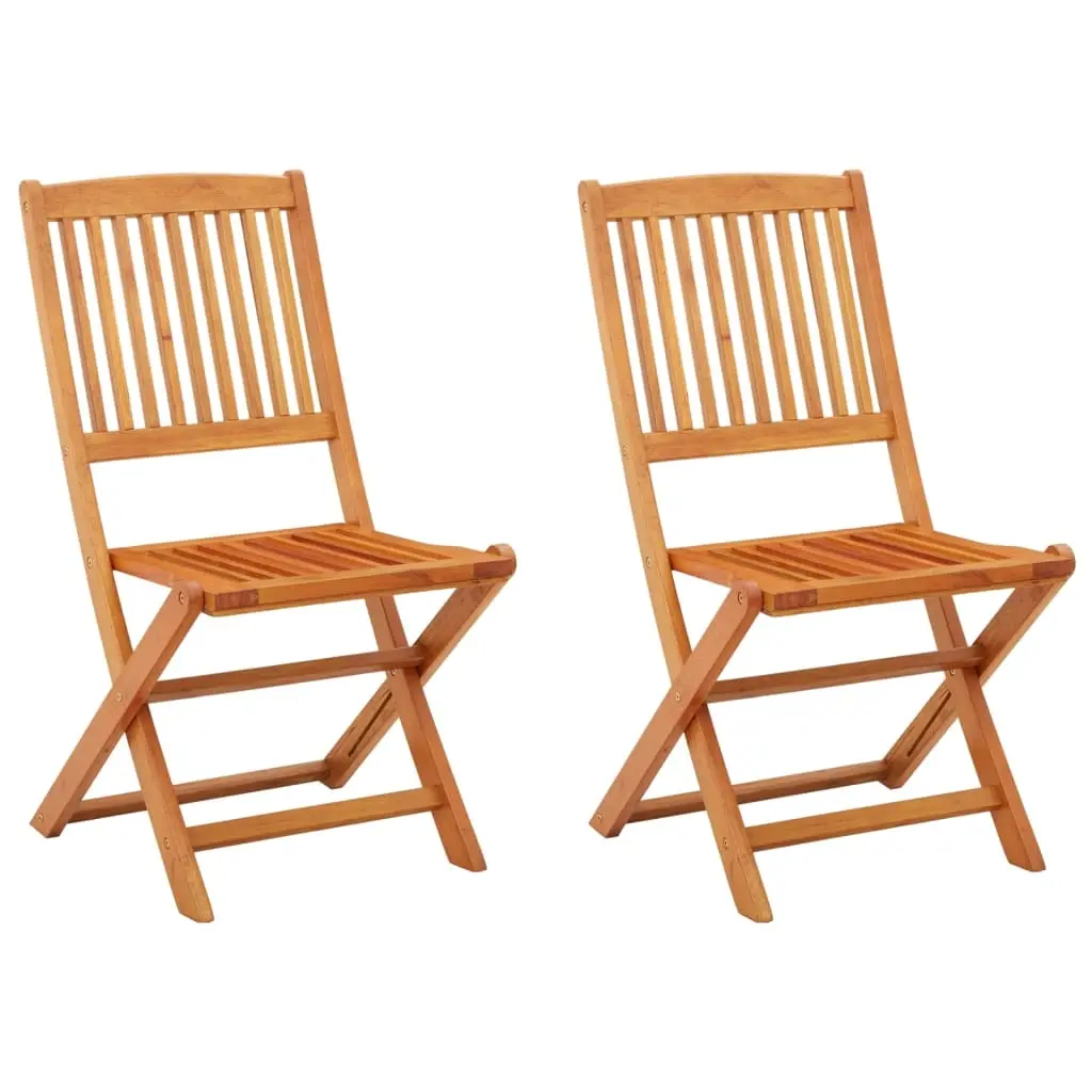 Folding Garden Chairs 2 pcs Solid Eucalyptus Wood 312451 - Furniture