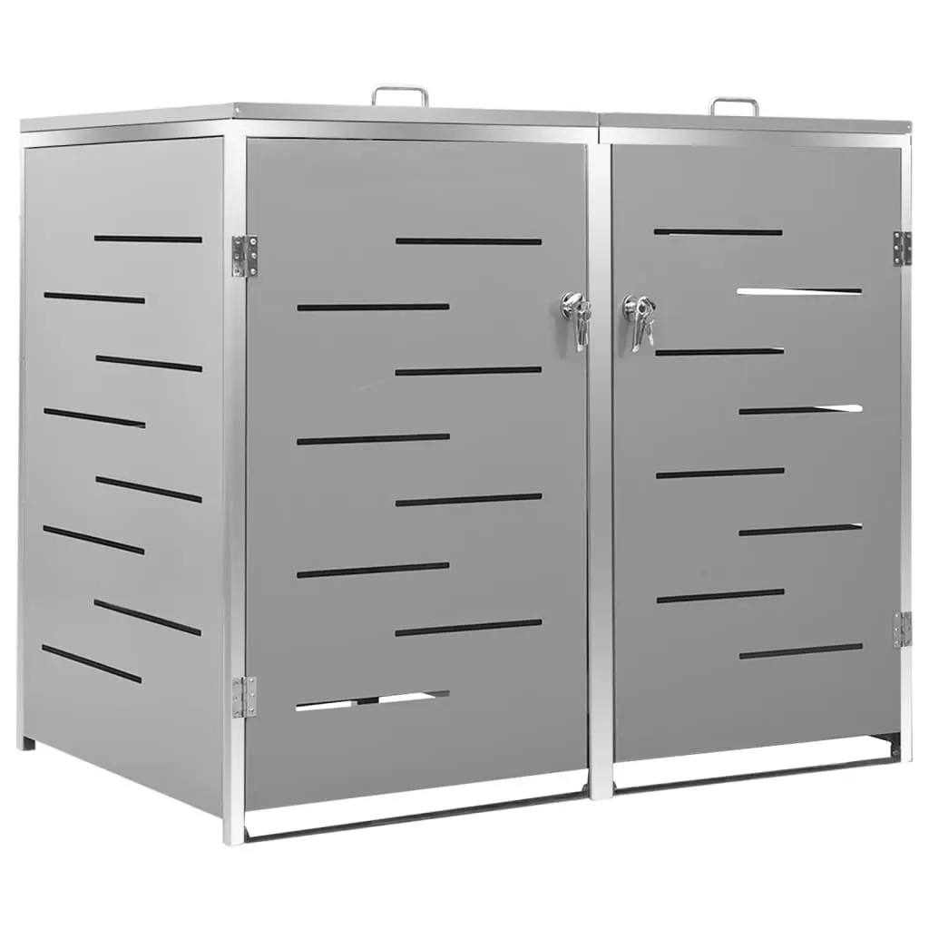 Double Wheelie Bin Shed 138x77.5x112.5 cm Stainless Steel 149559 - Home & Garden