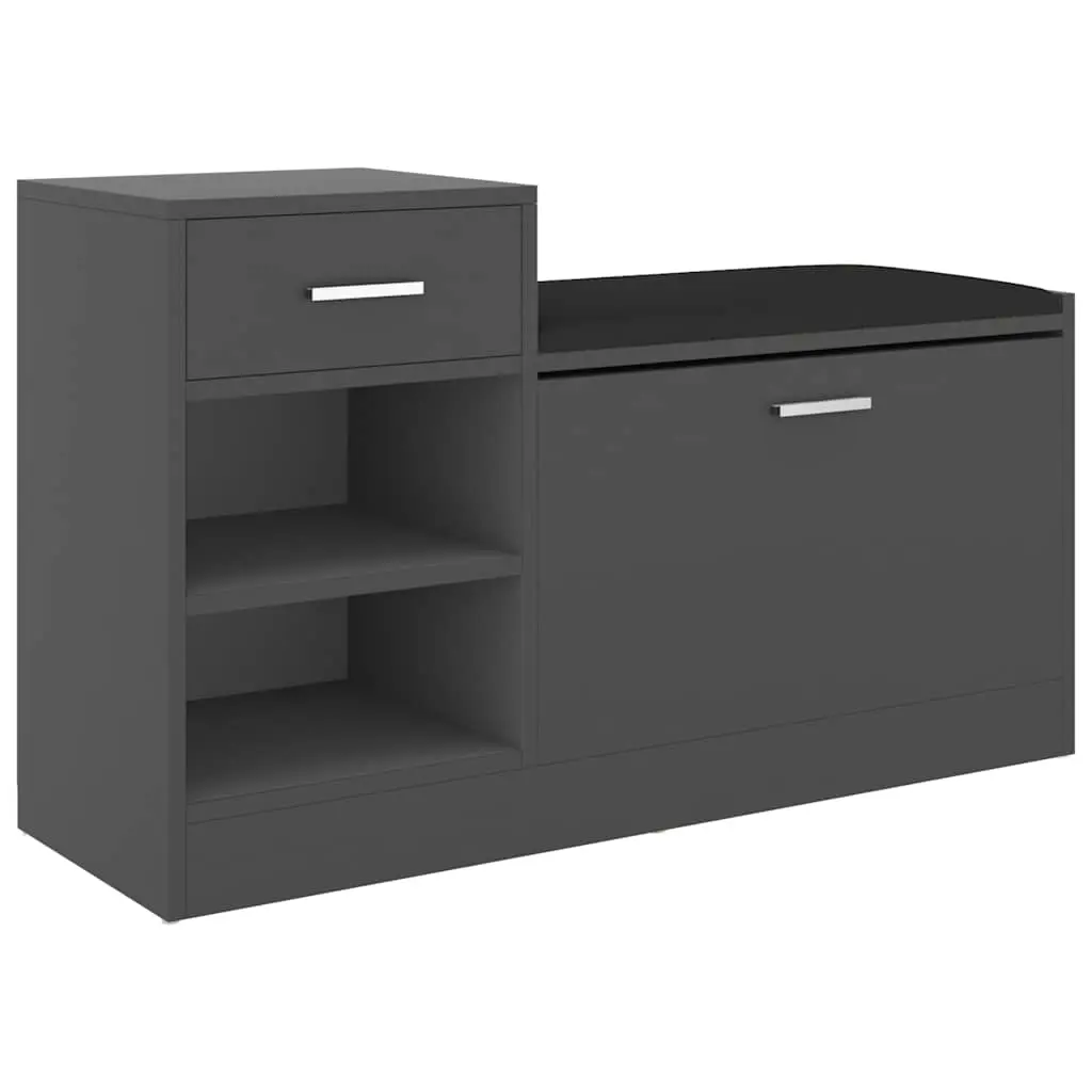 Shoe Bench Grey 94.5x31x57 cm Engineered Wood 326743 - Home & Garden