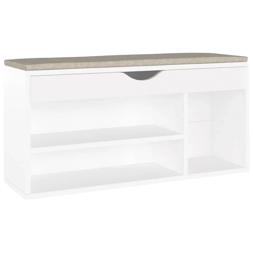 Shoe Bench with Cushion White 104x30x49 cm Engineered Wood 326750 - Home & Garden