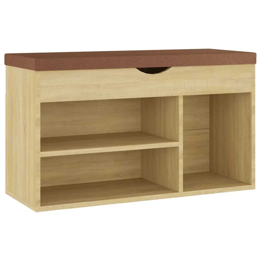 Shoe Bench with Cushion Sonoma Oak 80x30x47 cm Engineered Wood 326762 - Home & Garden