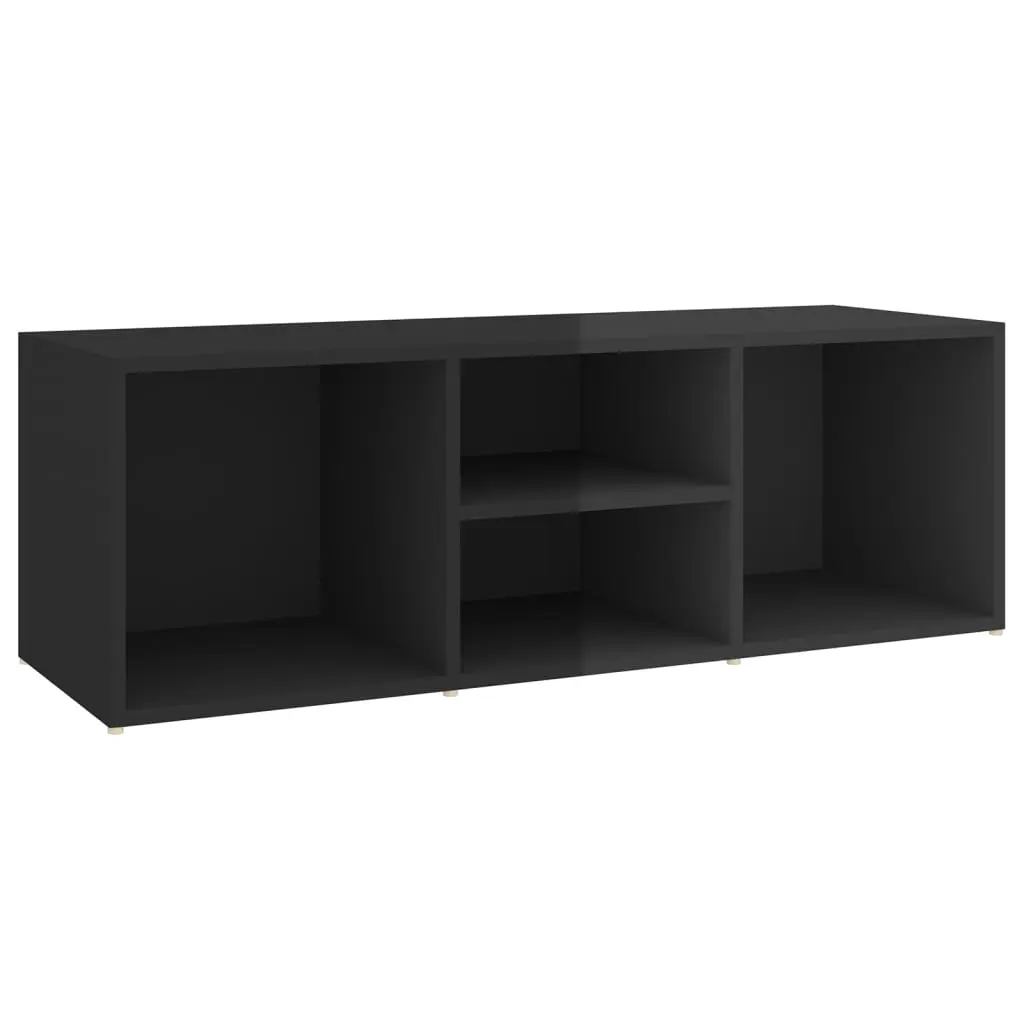 Shoe Storage Bench High Gloss Black 105x35x35 cm Engineered Wood 804470 - Home & Garden