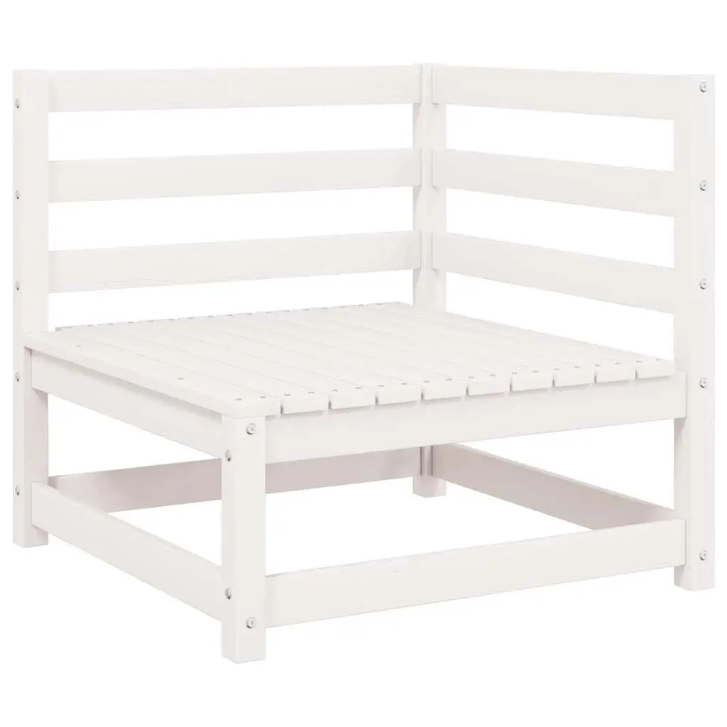 Garden Corner Sofa White Solid Pinewood 805661 - Furniture