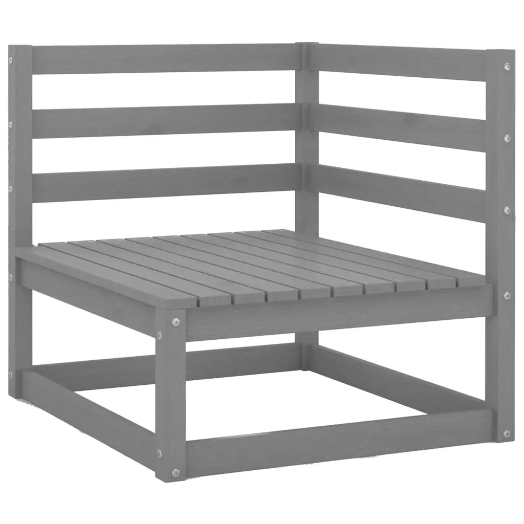 Garden Corner Sofa Grey Solid Pinewood 805662 - Furniture