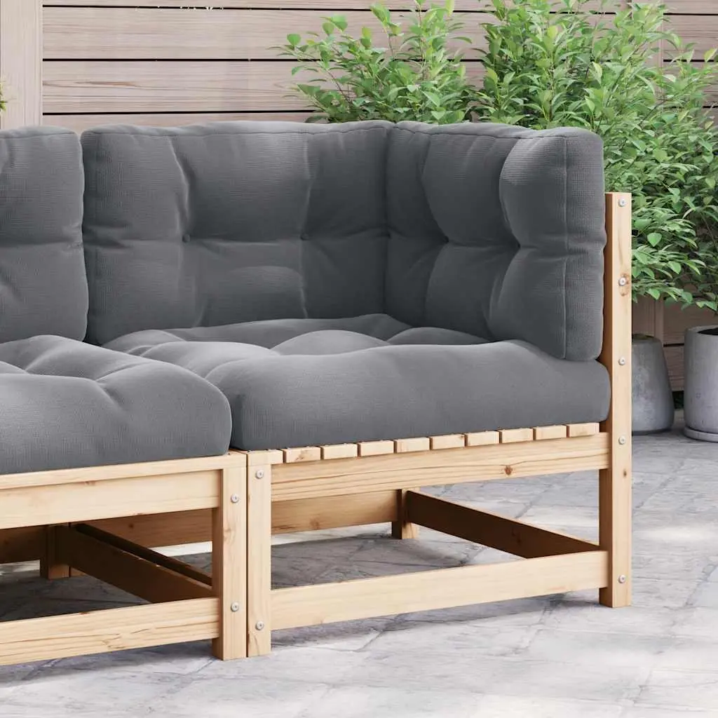 Garden Corner Sofa with Grey Cushions Solid Pinewood 805715 - Furniture