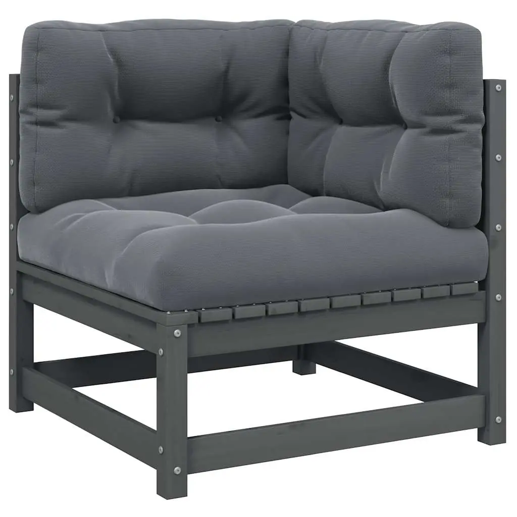 Garden Corner Sofa with Anthracite Cushions Solid Pinewood 805717 - Furniture