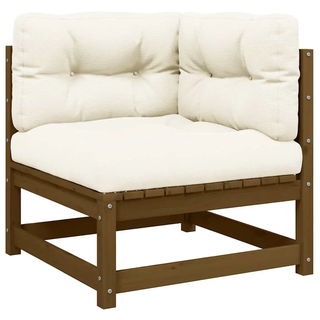 Garden Corner Sofa with Cream Cushions Solid Pinewood 805718 - Furniture