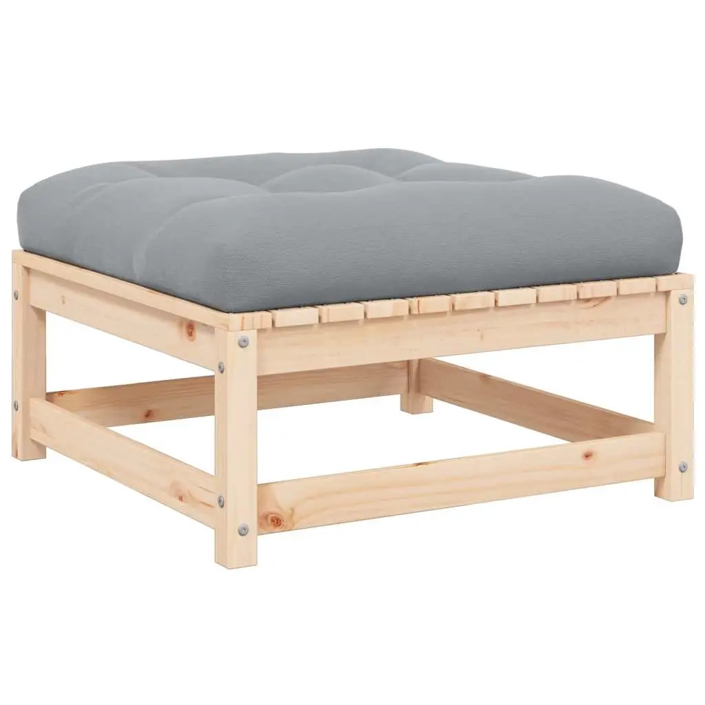 Garden Footstool with Cushion Solid Pinewood 805725 - Furniture
