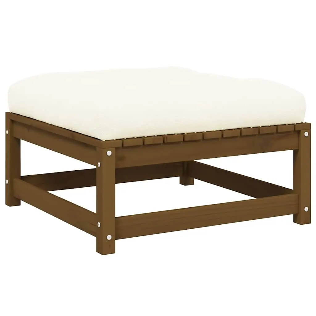 Garden Footstool with Cushion Honey Brown Solid Pinewood 805728 - Furniture