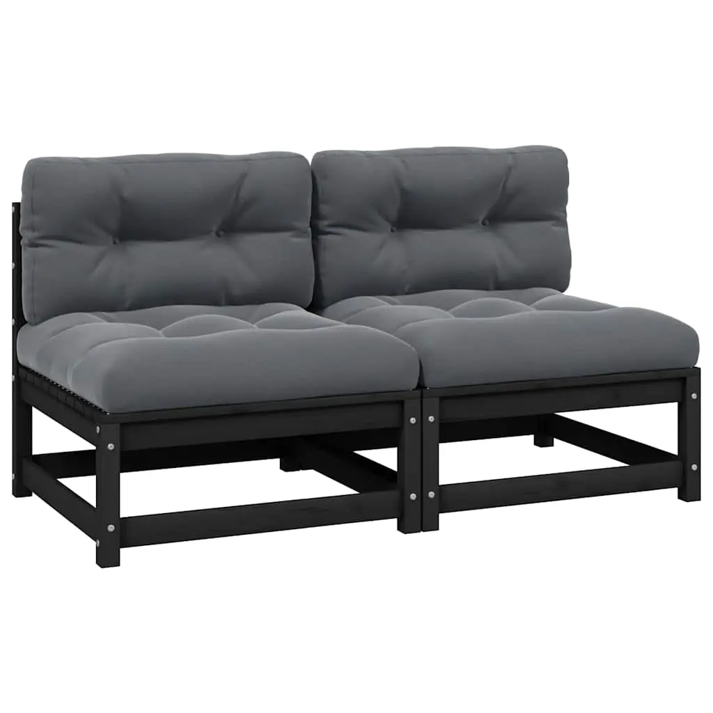 Garden Middle Sofas with Anthracite Cushions 2 pcs Solid Pinewood 805739 - Furniture