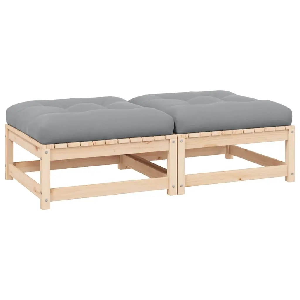 Garden Footstools with Cushions 2 pcs Solid Pinewood 805740 - Furniture