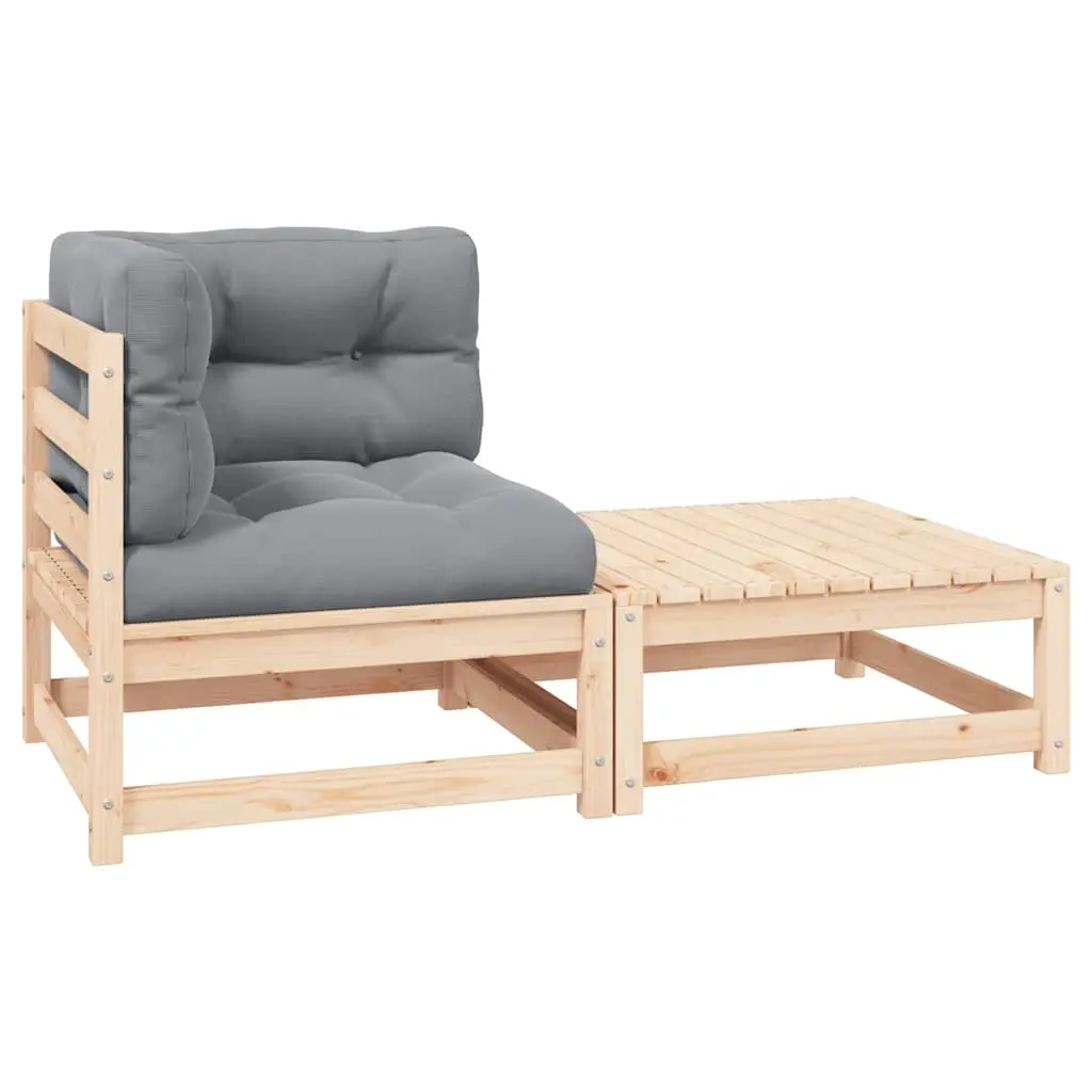 2 Piece Garden Lounge Set with Cushions Solid Pinewood 805750 - Furniture