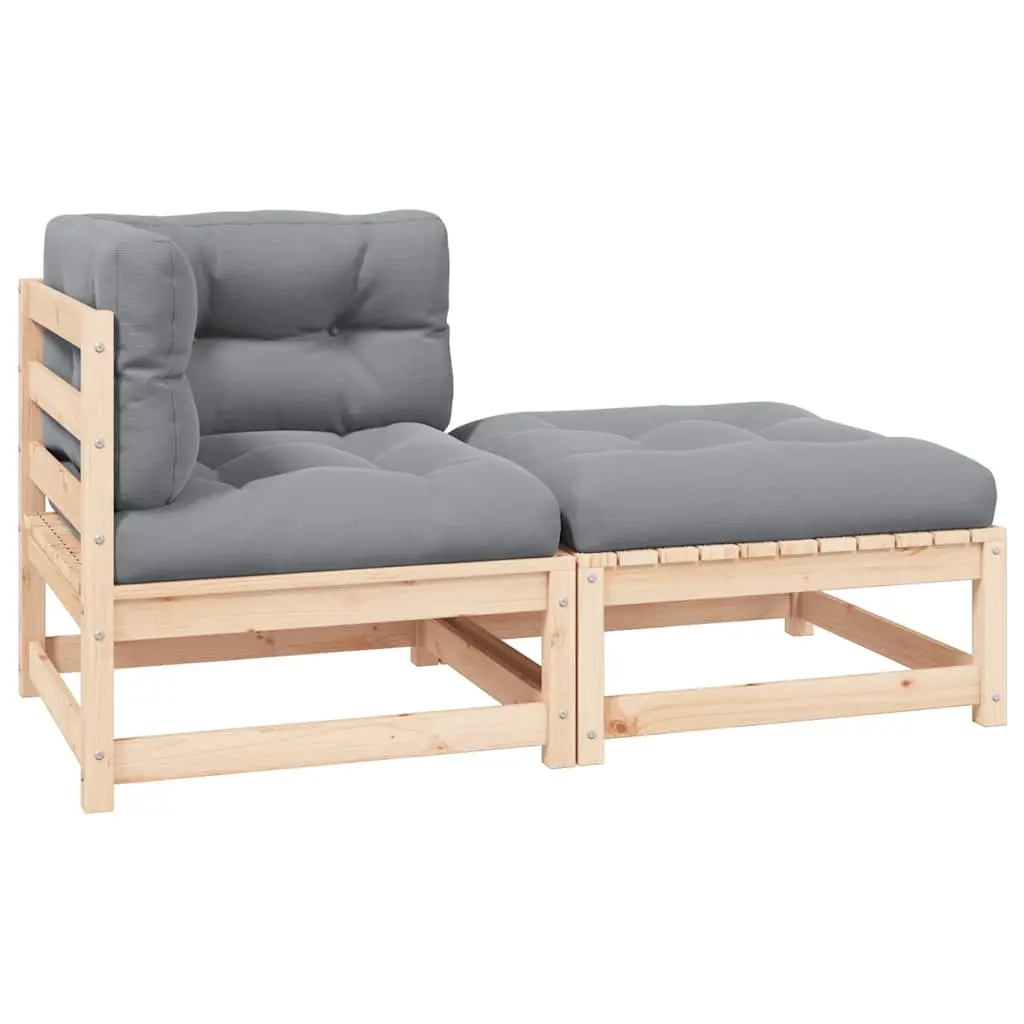 2 Piece Garden Lounge Set with Cushions Solid Pinewood 805755 - Furniture