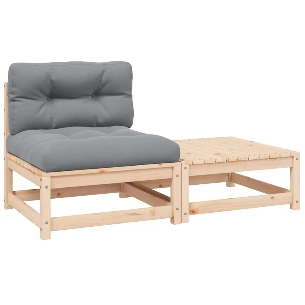 2 Piece Garden Lounge Set with Cushions Solid Pinewood 805760 - Furniture