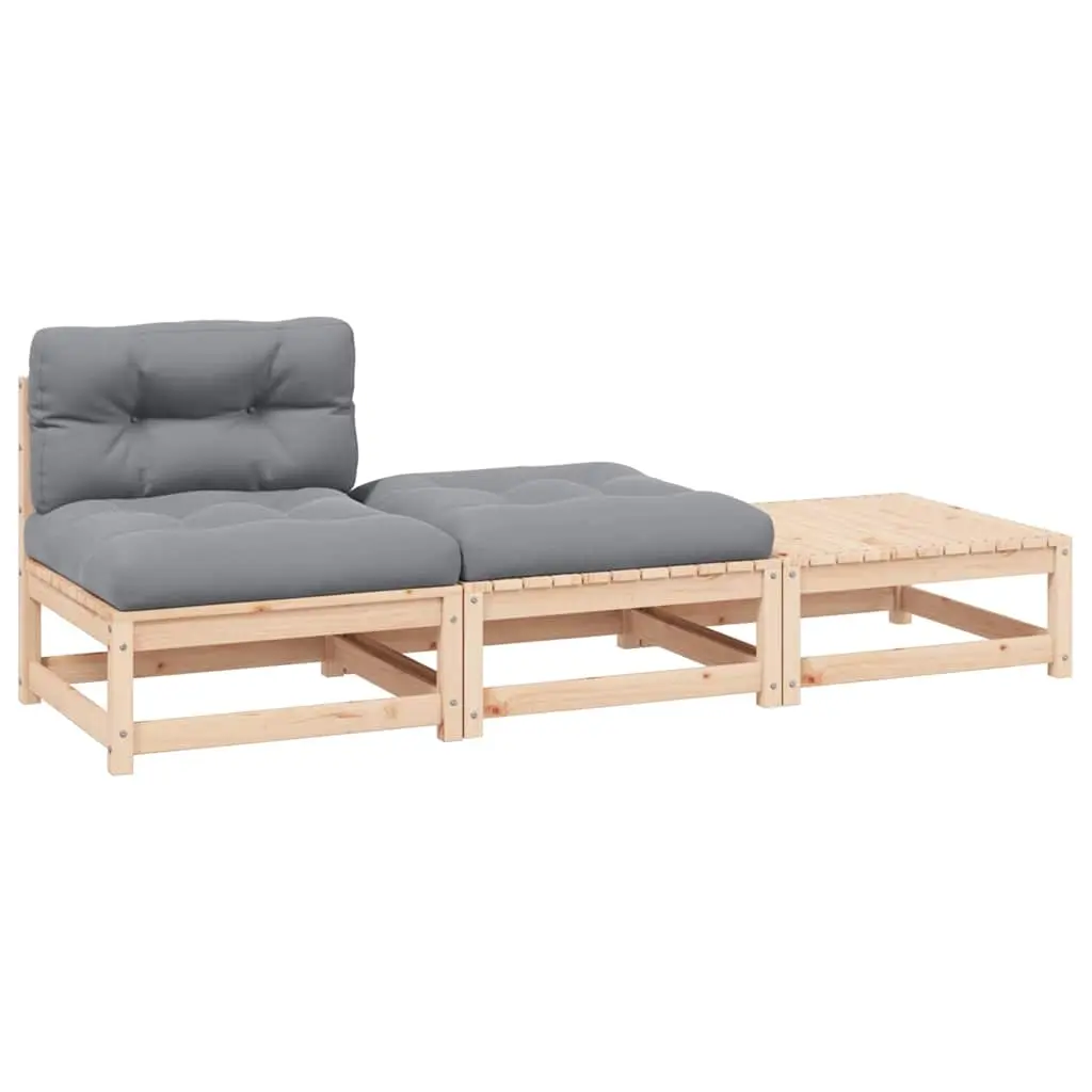 3 Piece Garden Lounge Set with Cushions Solid Pinewood 805765 - Furniture