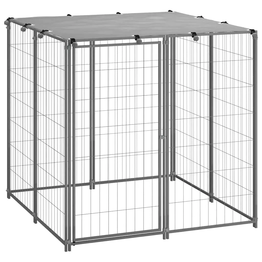 Dog Kennel Silver 110x110x110 cm Steel 150785 - Pets