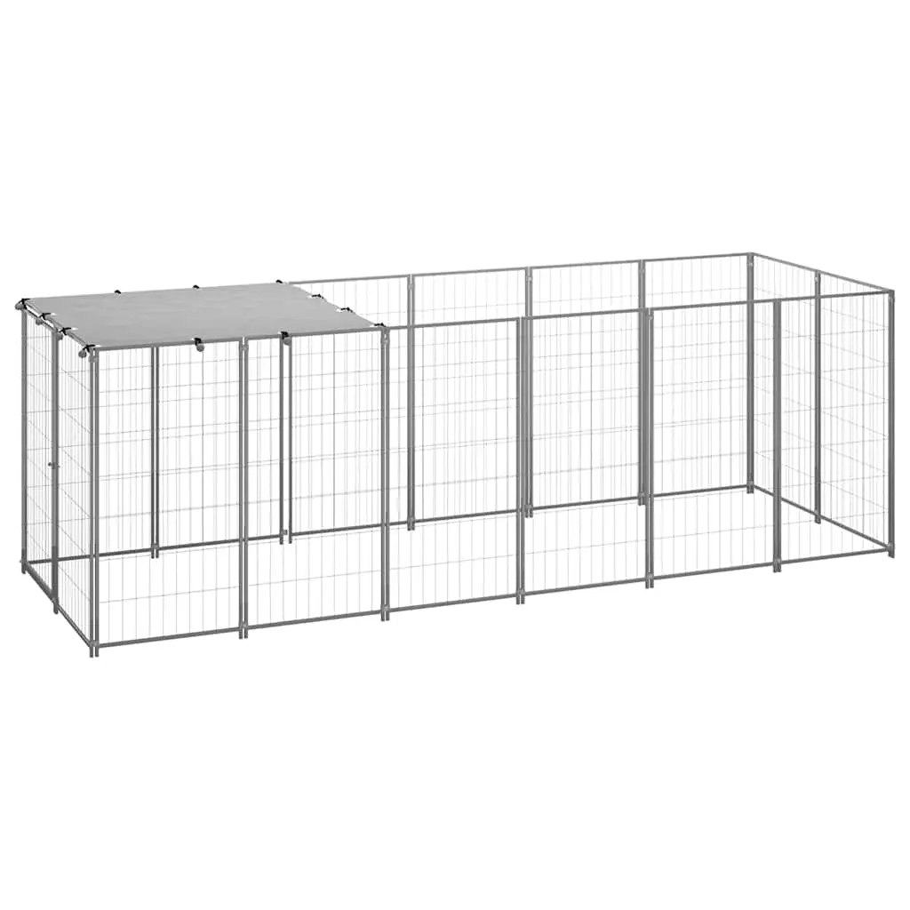 Dog Kennel Silver 330x110x110 cm Steel 150786 - Pets
