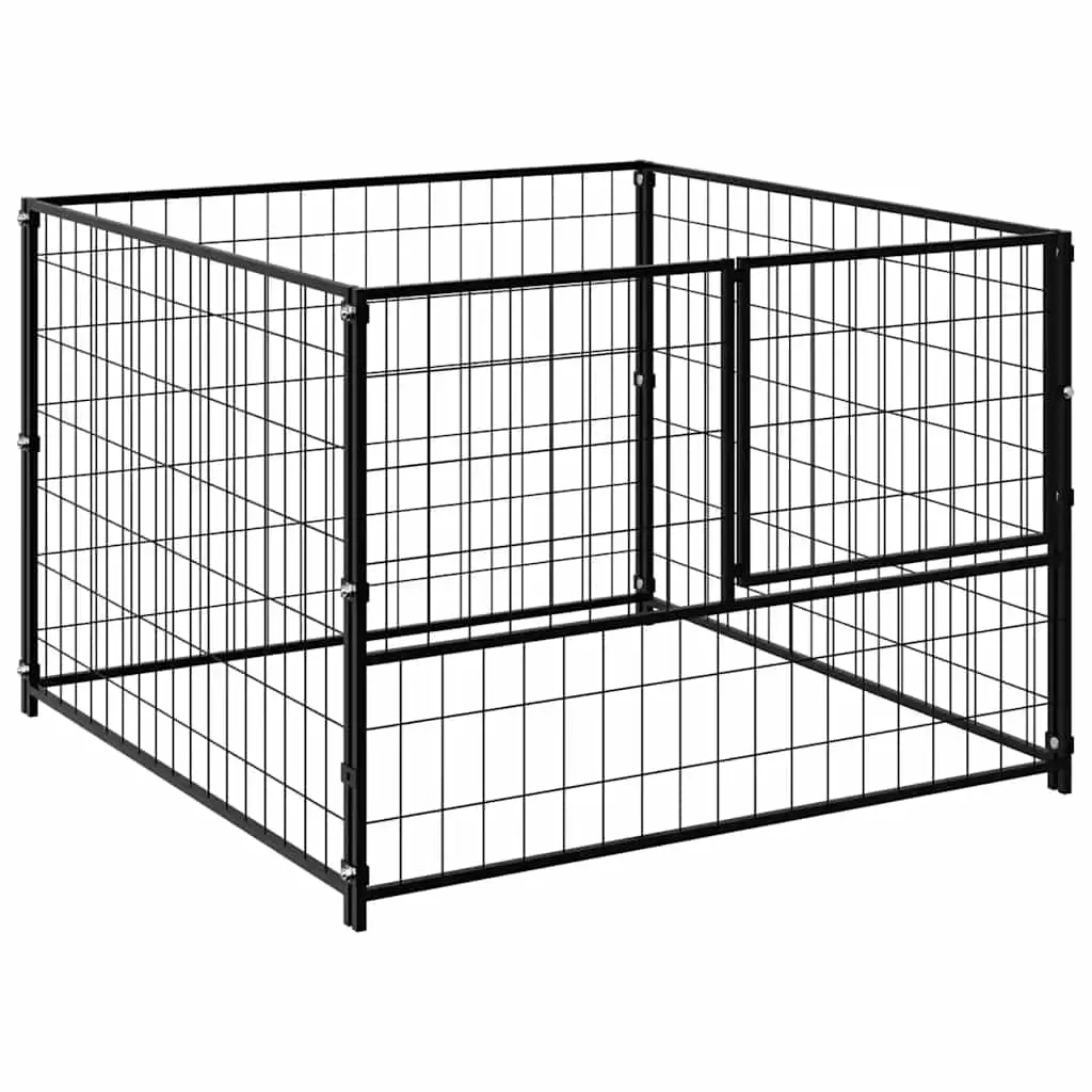 Dog Kennel Black 100x100x70 cm Steel 150789 - Pets
