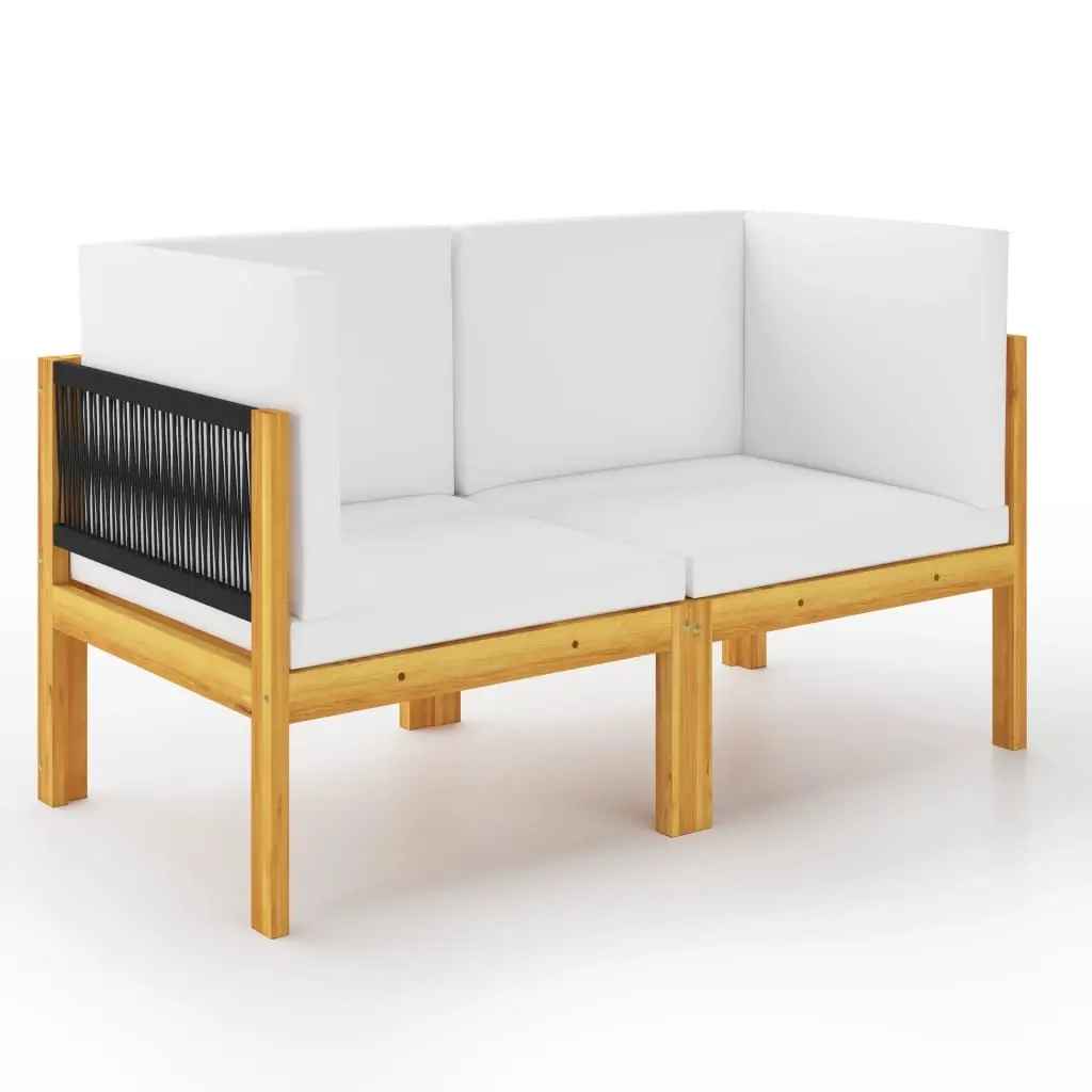 2-seater Garden Bench with Cushions Wood Acacia&Rope 3068853