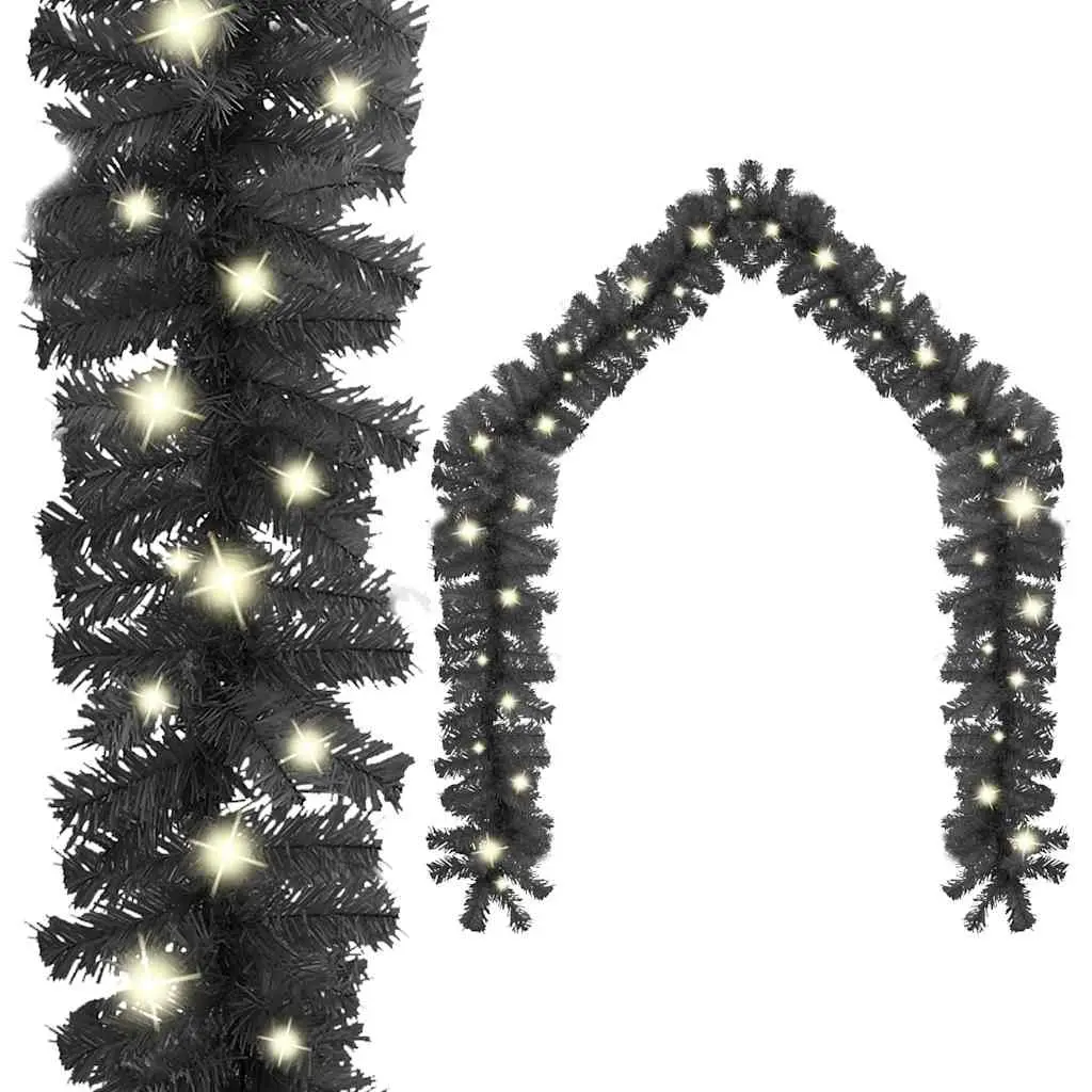 Christmas Garland with LED Lights 20 m Black 329191 - Home & Garden