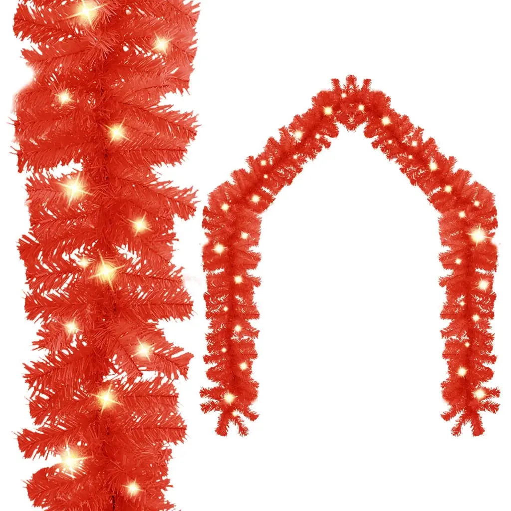 Christmas Garland with LED Lights 10 m Red 329196 - Home & Garden