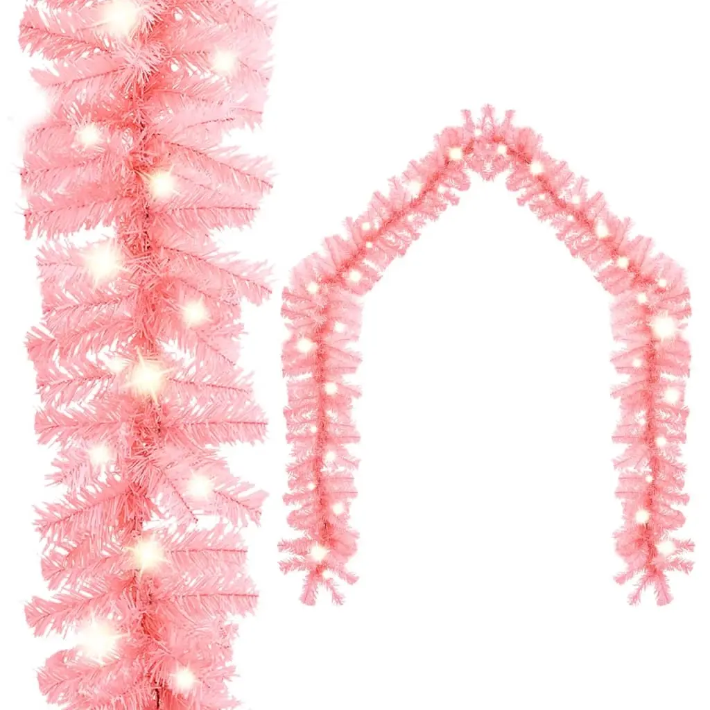 Christmas Garland with LED Lights 5 m Pink 329198 - Home & Garden