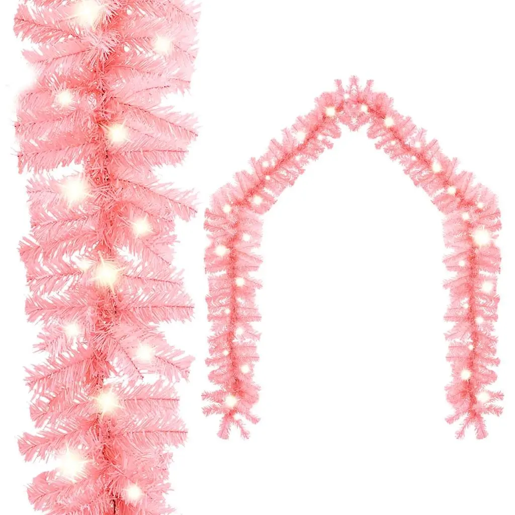 Christmas Garland with LED Lights 20 m Pink 329200 - Home & Garden