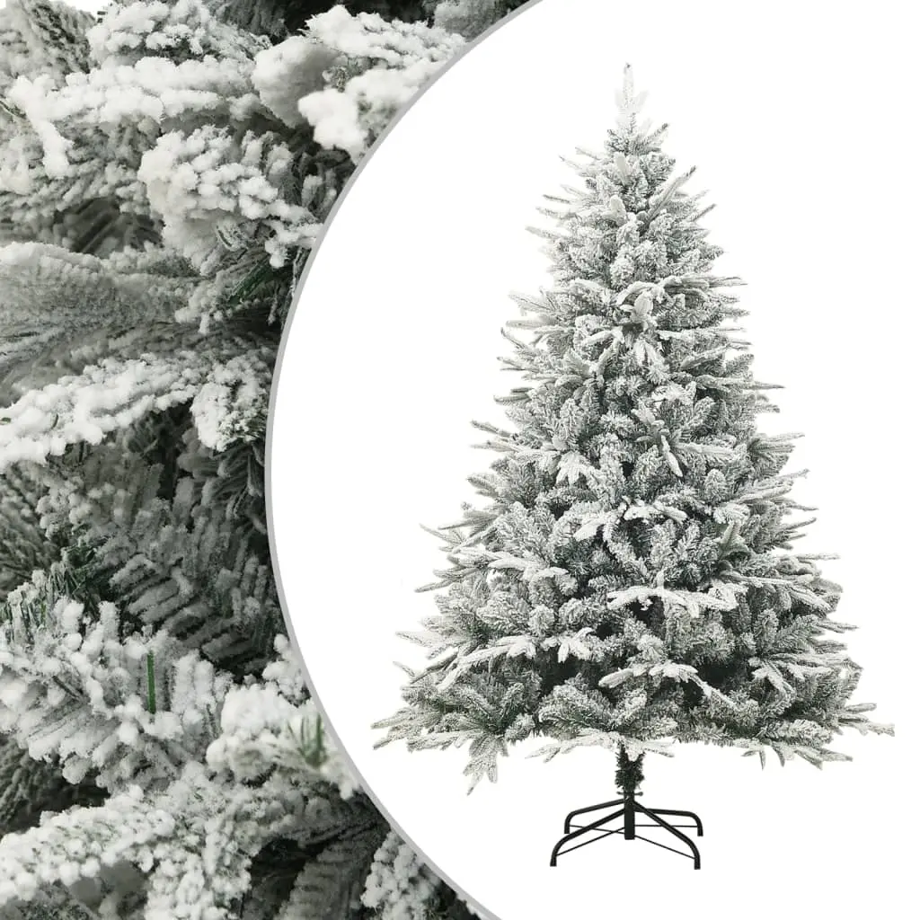 Artificial Christmas Tree with Flocked Snow Green 150 cm PVC&PE 328493 - Home & Garden