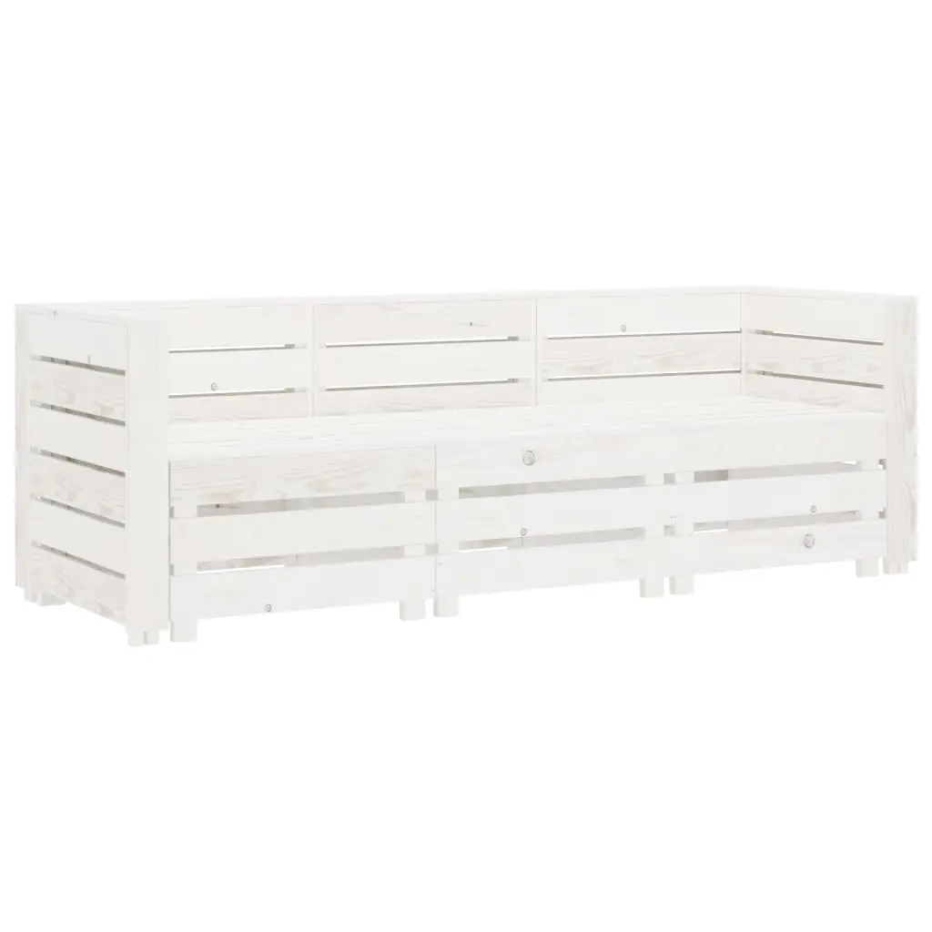 Garden 3-Seater Pallet Sofa Wood White 3072326