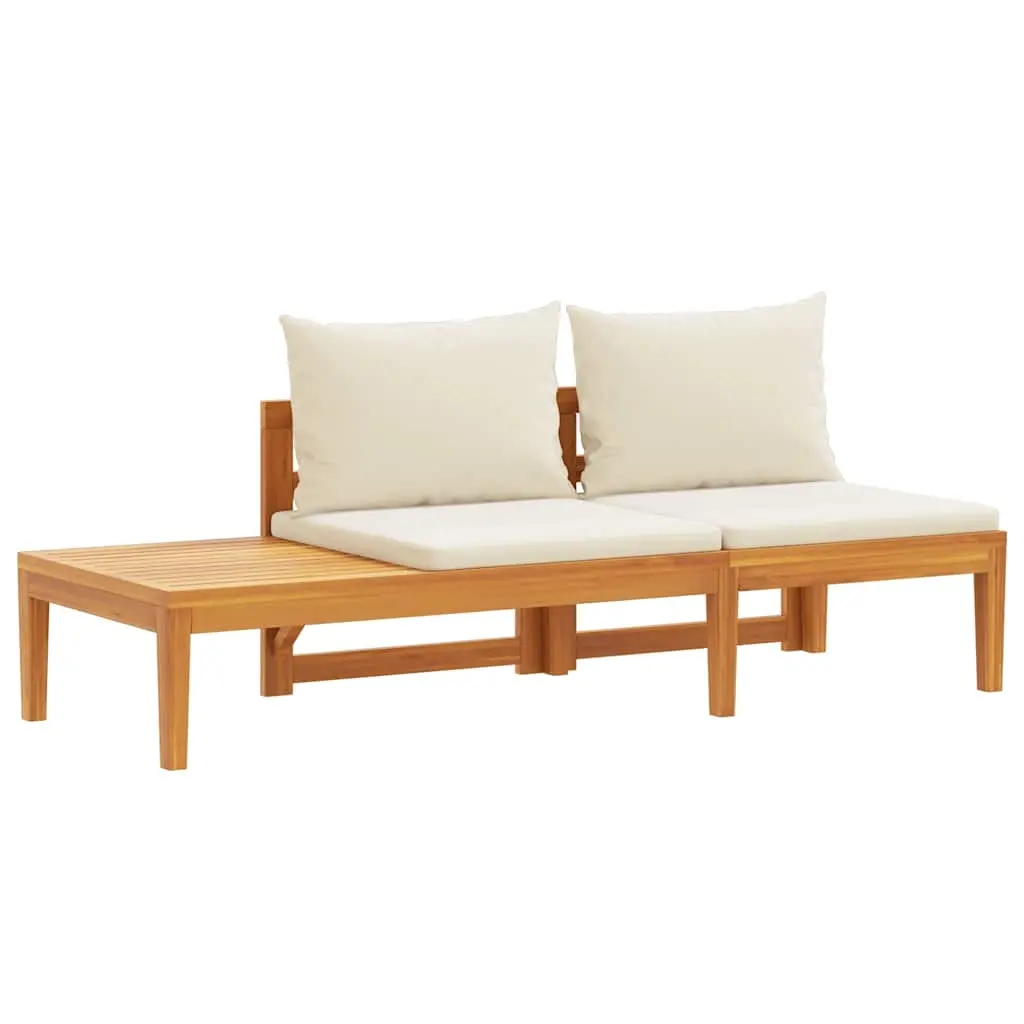 Garden Bench with Table Cream White Cushions Solid Acacia Wood 316314 - Furniture