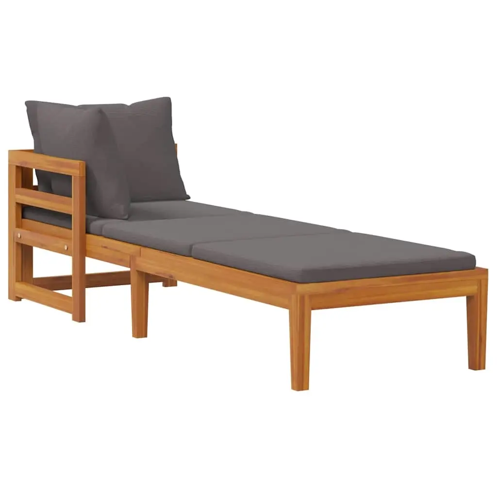 Sun Lounger with 1 Armrest Dark Grey Solid Acacia Wood 316318 - Furniture
