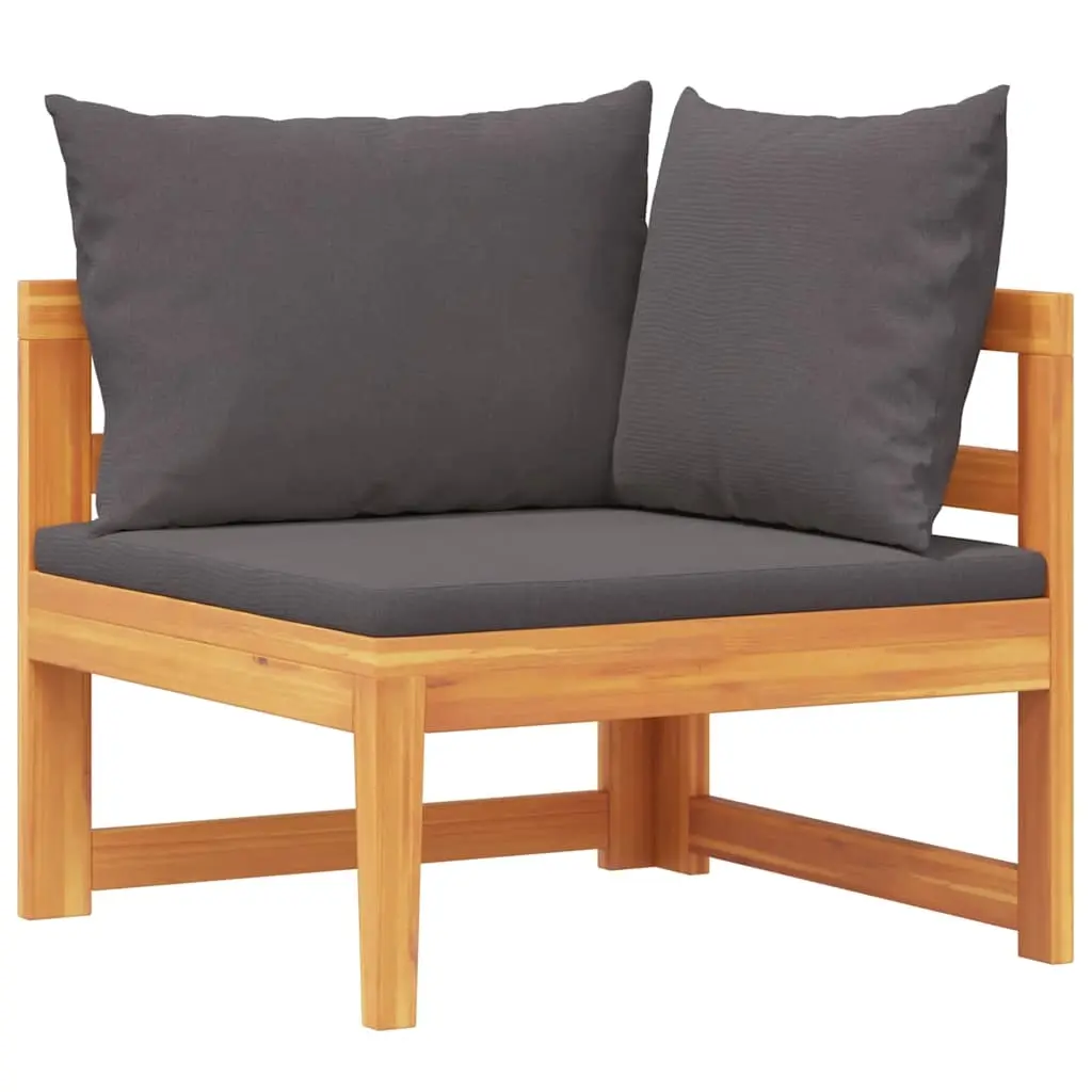 Corner Sofa with Dark Grey Cushions Solid Acacia Wood 316320 - Furniture
