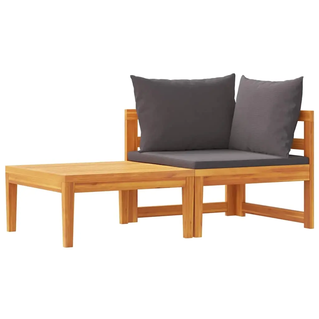 2 Piece Garden Lounge Set with Dark Grey Cushions Acacia Wood 316321 - Furniture