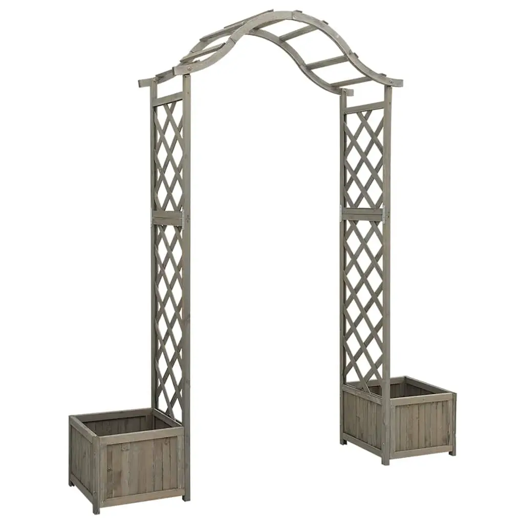Garden Pergola with Planter Grey Solid Firwood 316392 - Home & Garden