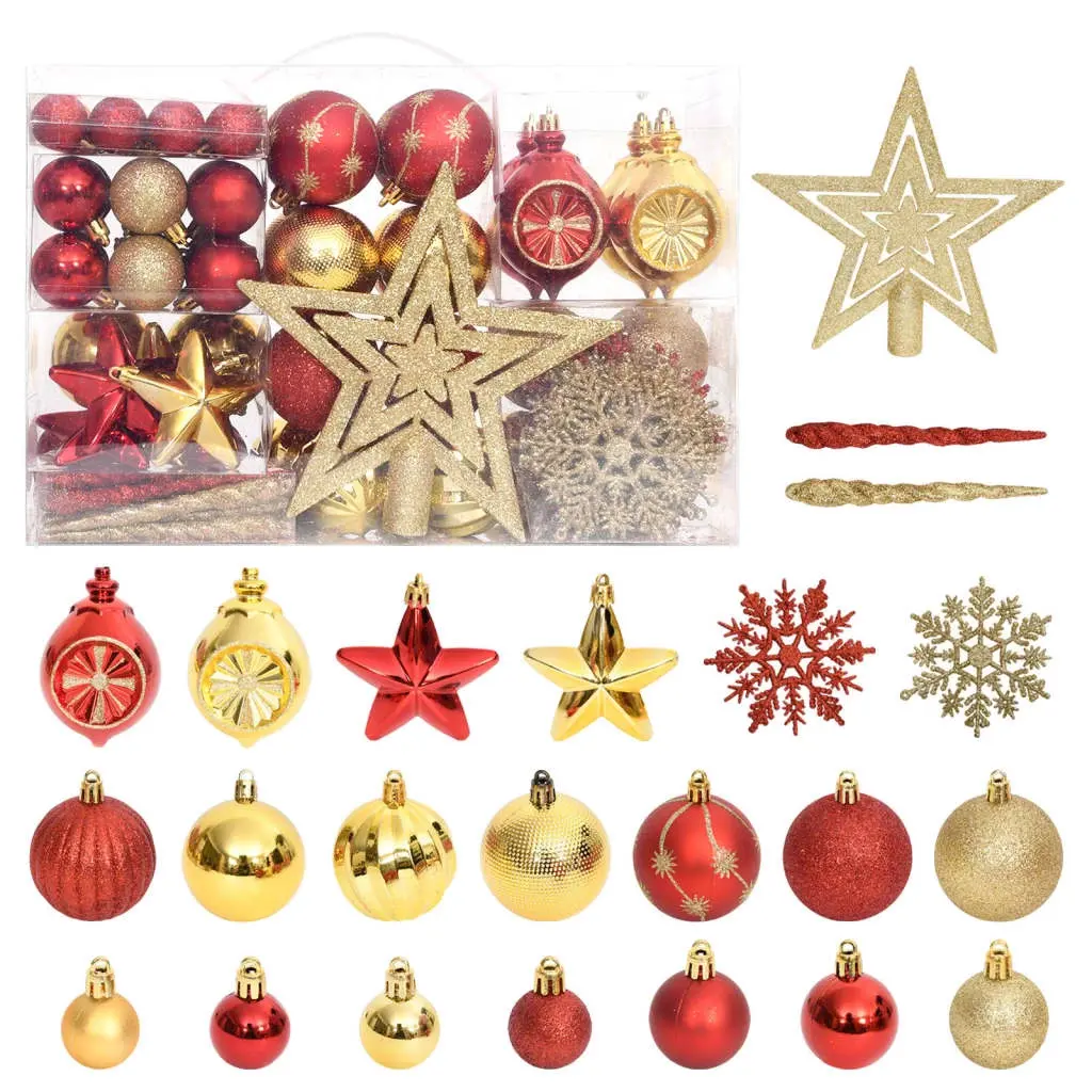 108 Piece Christmas Bauble Set Gold and Red 330091 - Up to 60% Off Christmas Decoration Specials