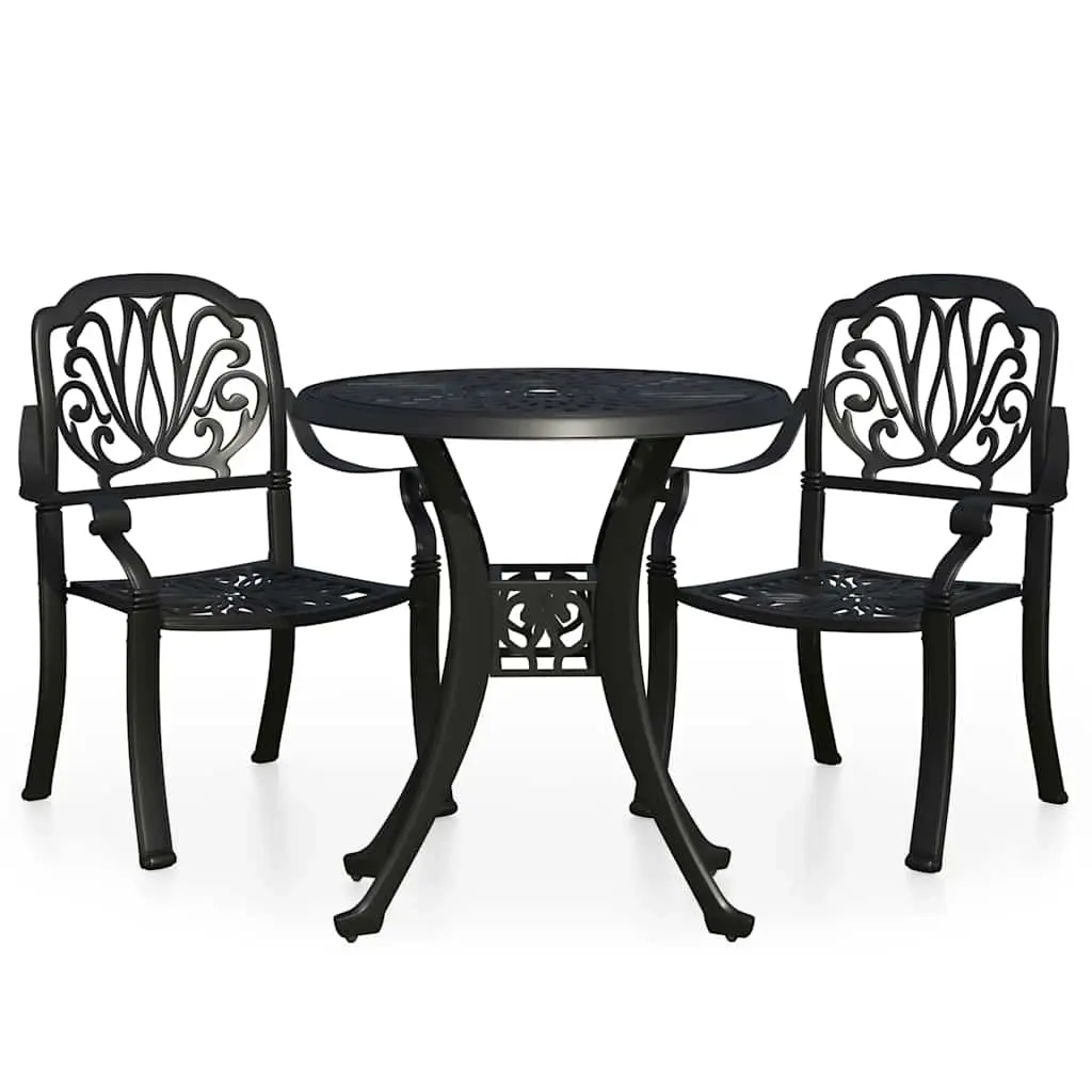 3 Piece Bistro Set Cast Aluminium Black 3070572 - Furniture