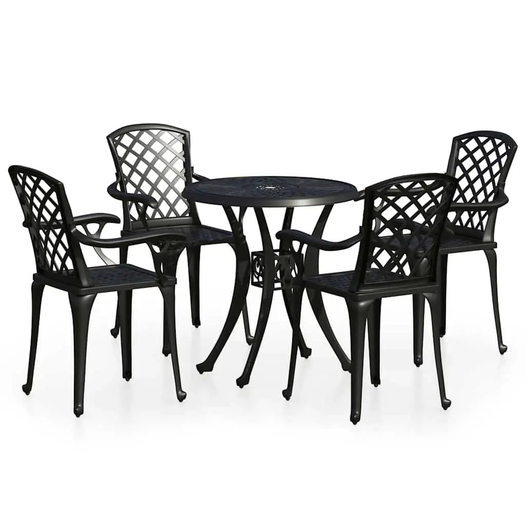 5 Piece Bistro Set Cast Aluminium Black 3070608 - Furniture