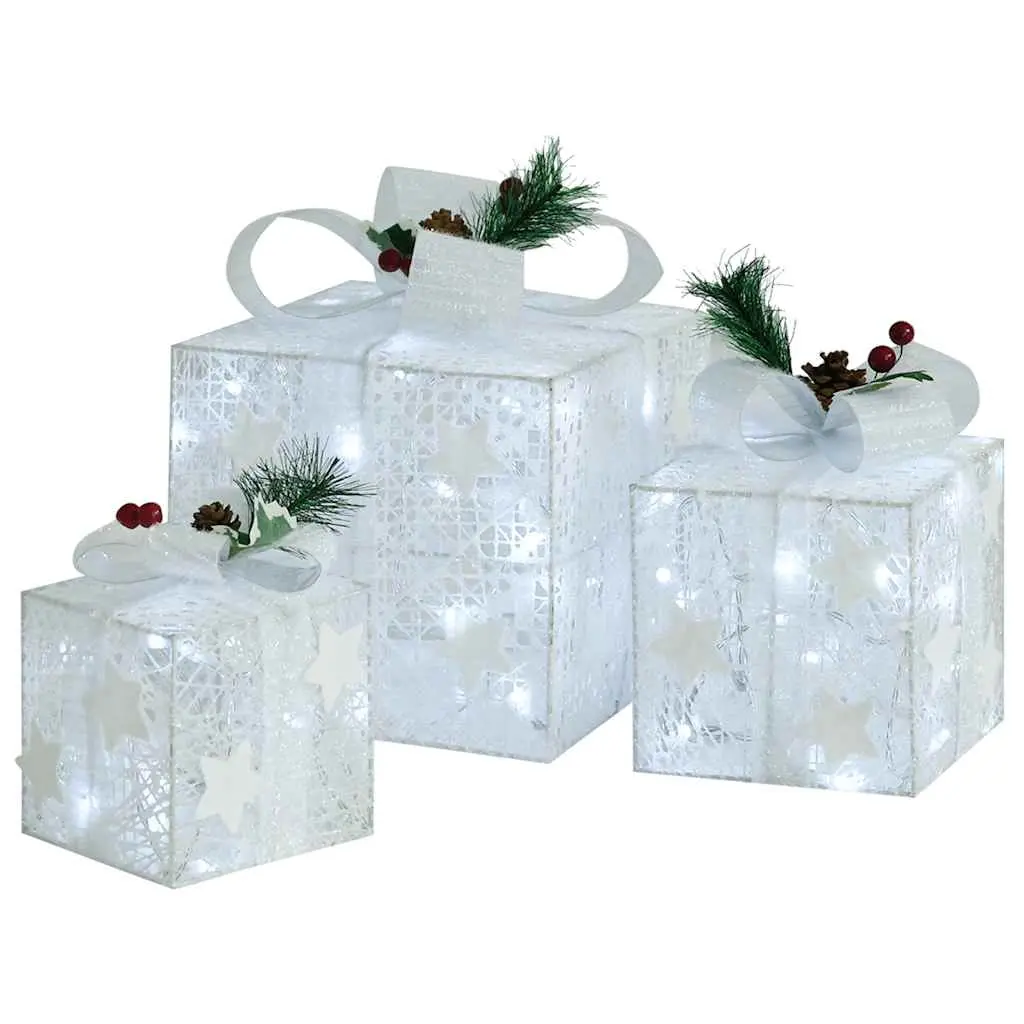 Decorative Christmas Gift Boxes 3 pcs White Outdoor Indoor 329766 - Home & Garden