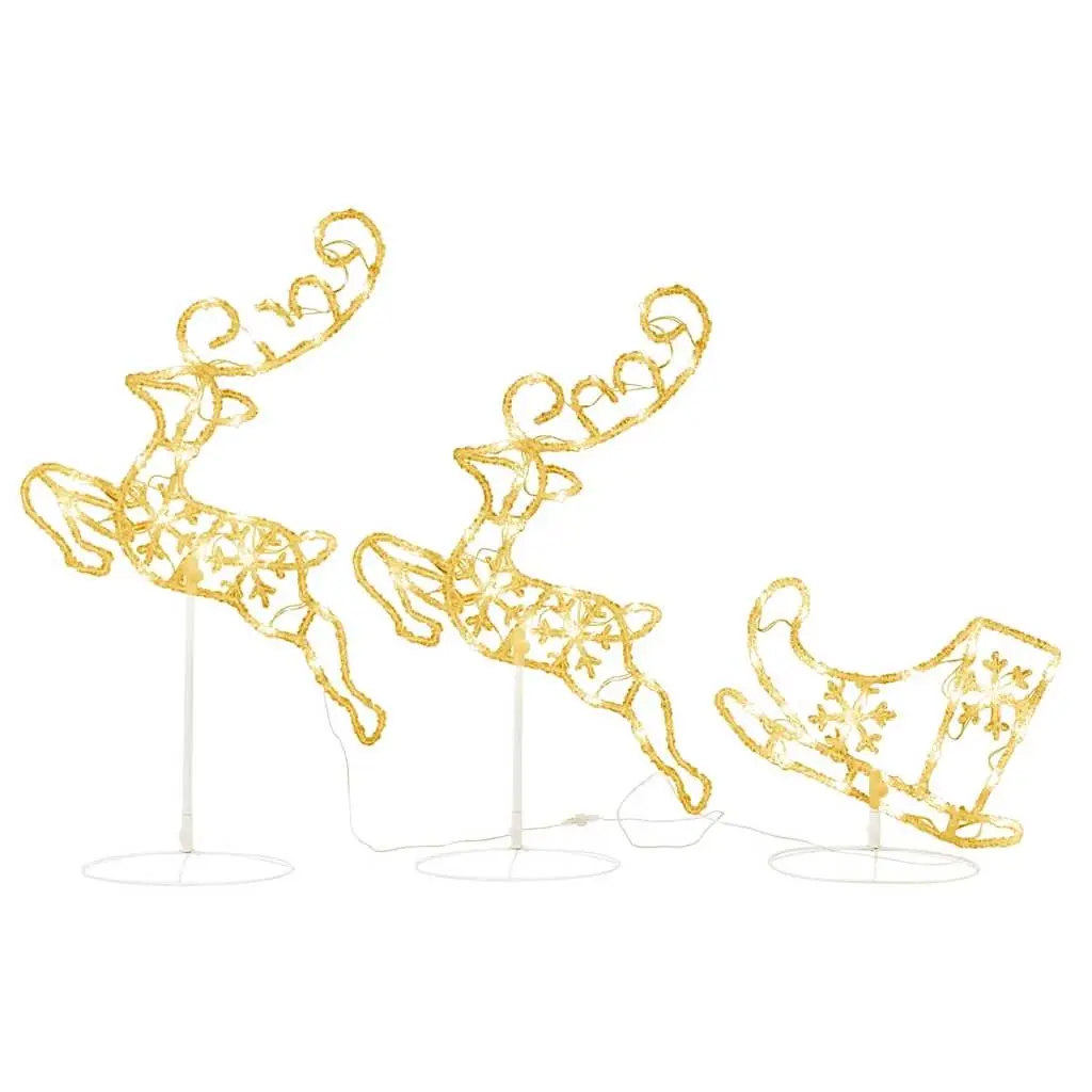 Acrylic Christmas Flying Reindeer&Sleigh 260x21x87cm Warm White 328509 - Up to 60% Off Christmas Decoration Specials