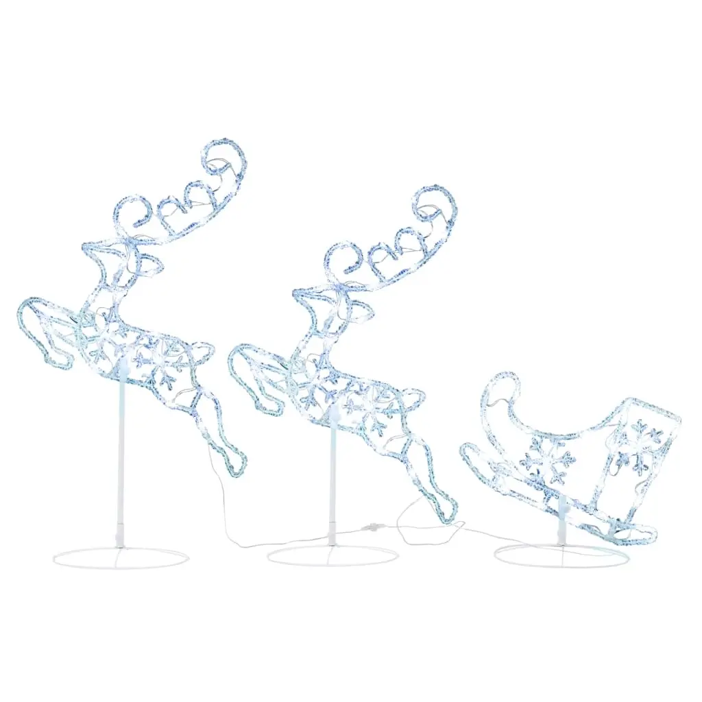 Acrylic Christmas Flying Reindeer&Sleigh 260x21x87cm Cold White 328510 - Up to 60% Off Christmas Decoration Specials