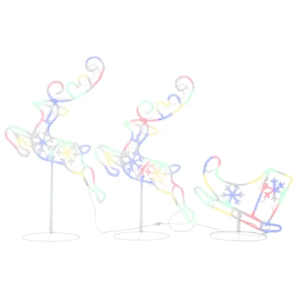 Acrylic Christmas Flying Reindeer&Sleigh 260x21x87cm Colourful 328512 - Up to 60% Off Christmas Decoration Specials