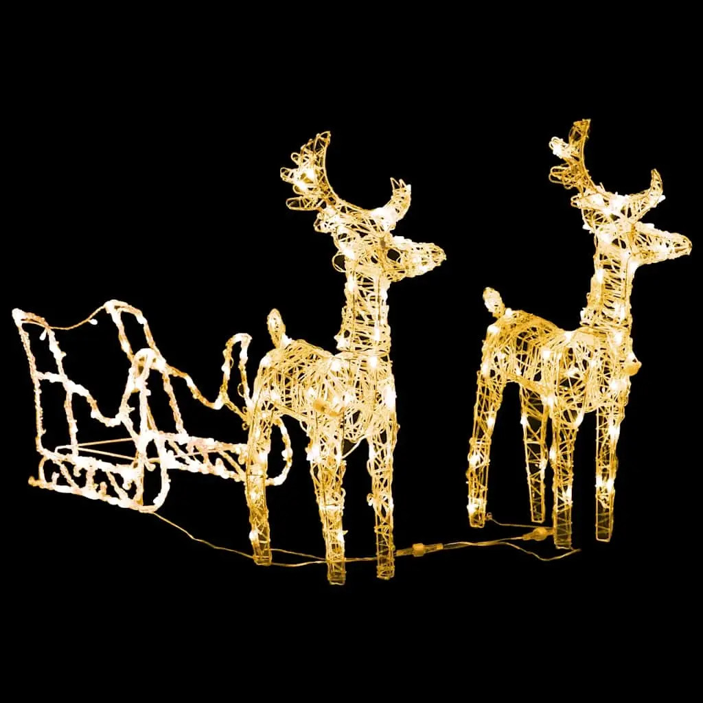 Reindeers & Sleigh Christmas Decoration 160 LEDs 130 cm Acrylic 328514 - Home & Garden