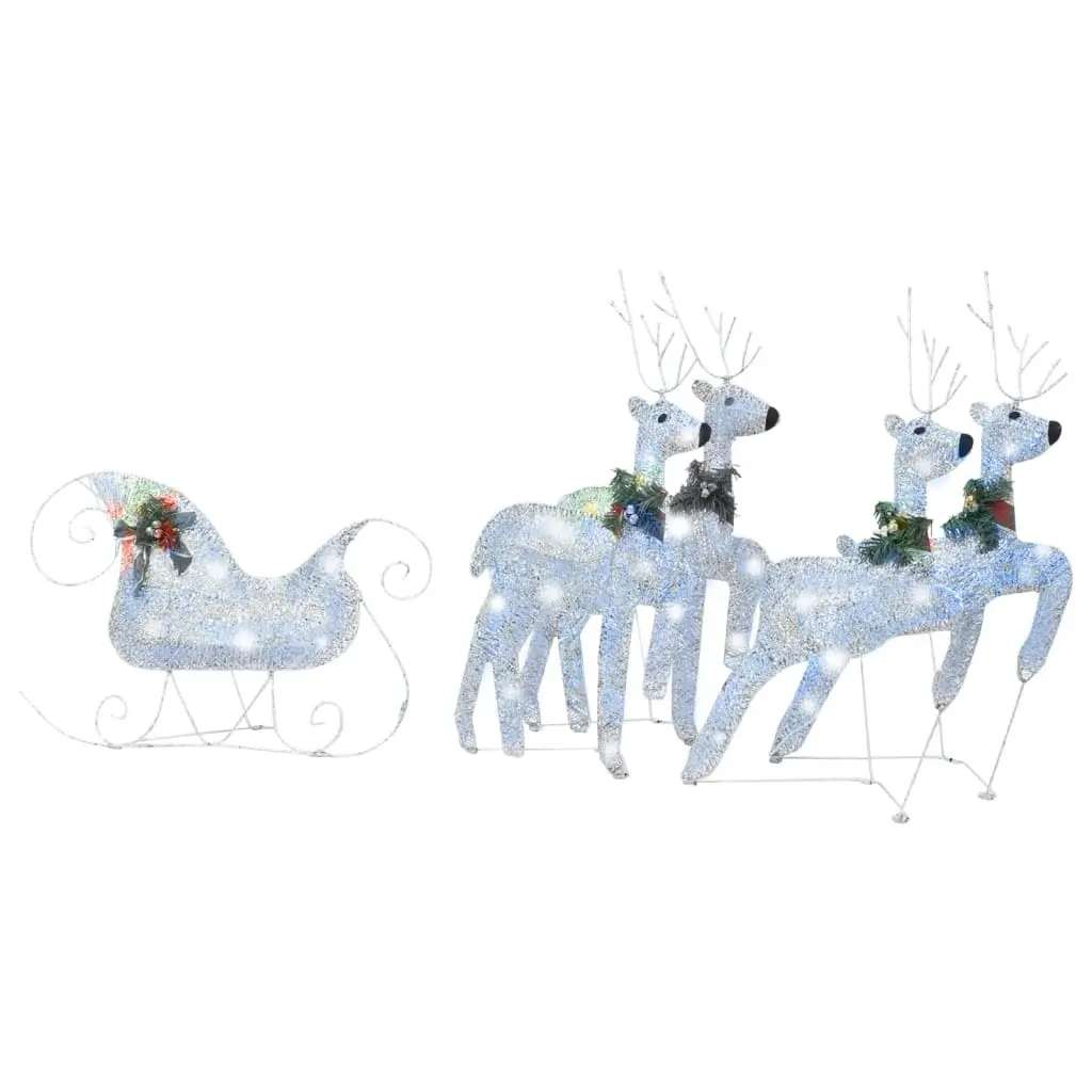 Reindeer & Sleigh Christmas Decoration 100 LEDs Outdoor Silver 329832 - Home & Garden