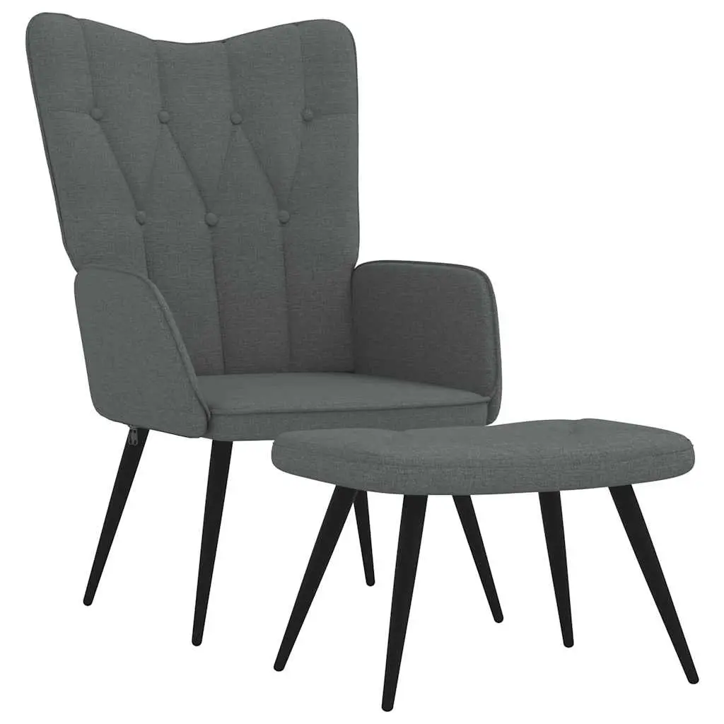 Relaxing Chair with a Stool Dark Grey Fabric 327557 - Furniture