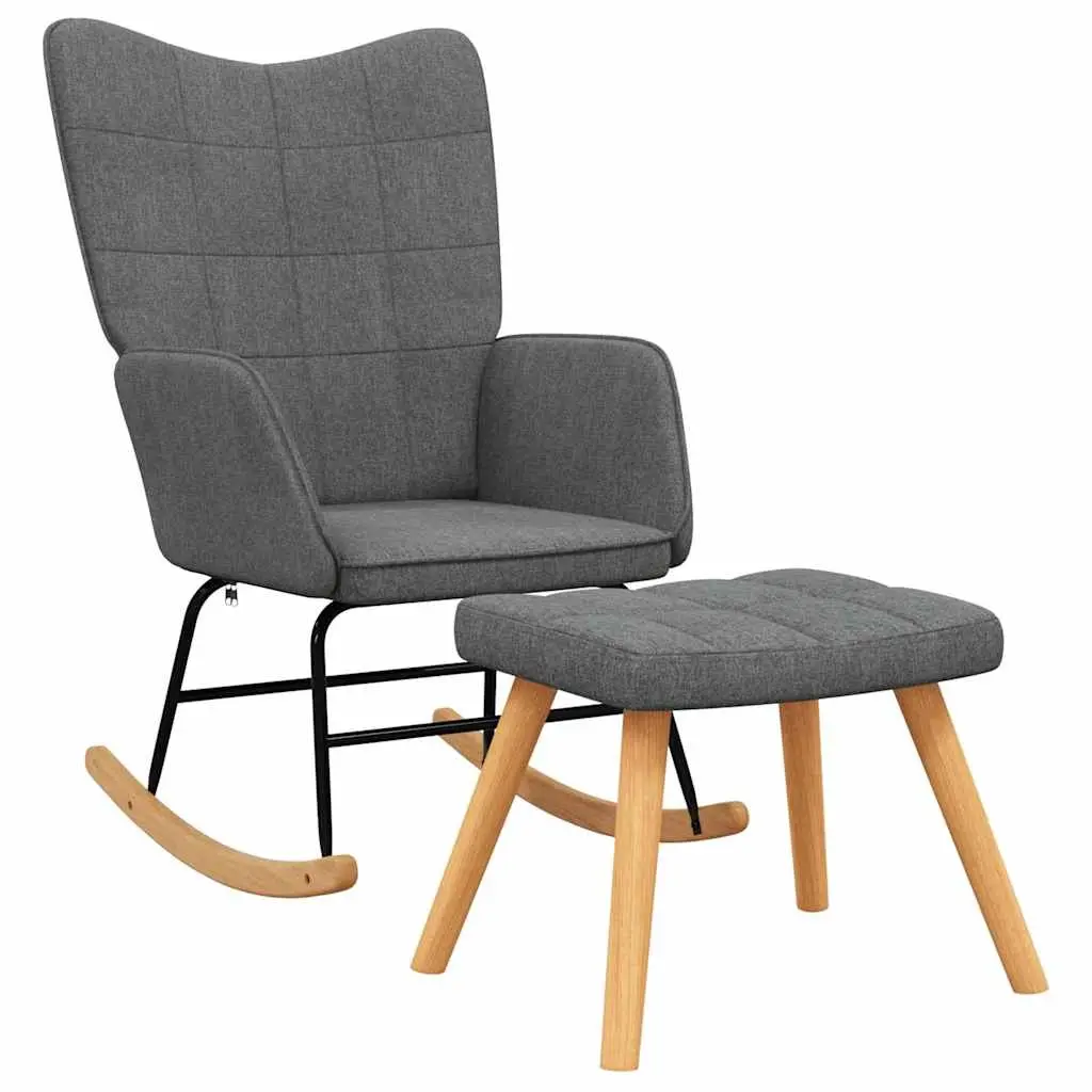 Rocking Chair with a Stool Dark Grey Fabric 328019 - Furniture