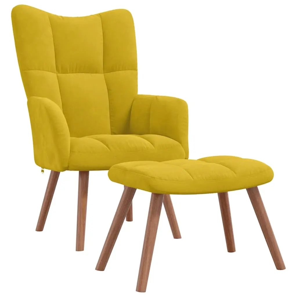 Relaxing Chair with a Stool Mustard Yellow Velvet 328069 - Furniture