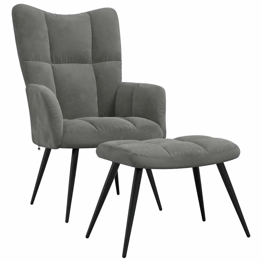 Relaxing Chair with a Stool Dark Grey Velvet 328085 - Furniture